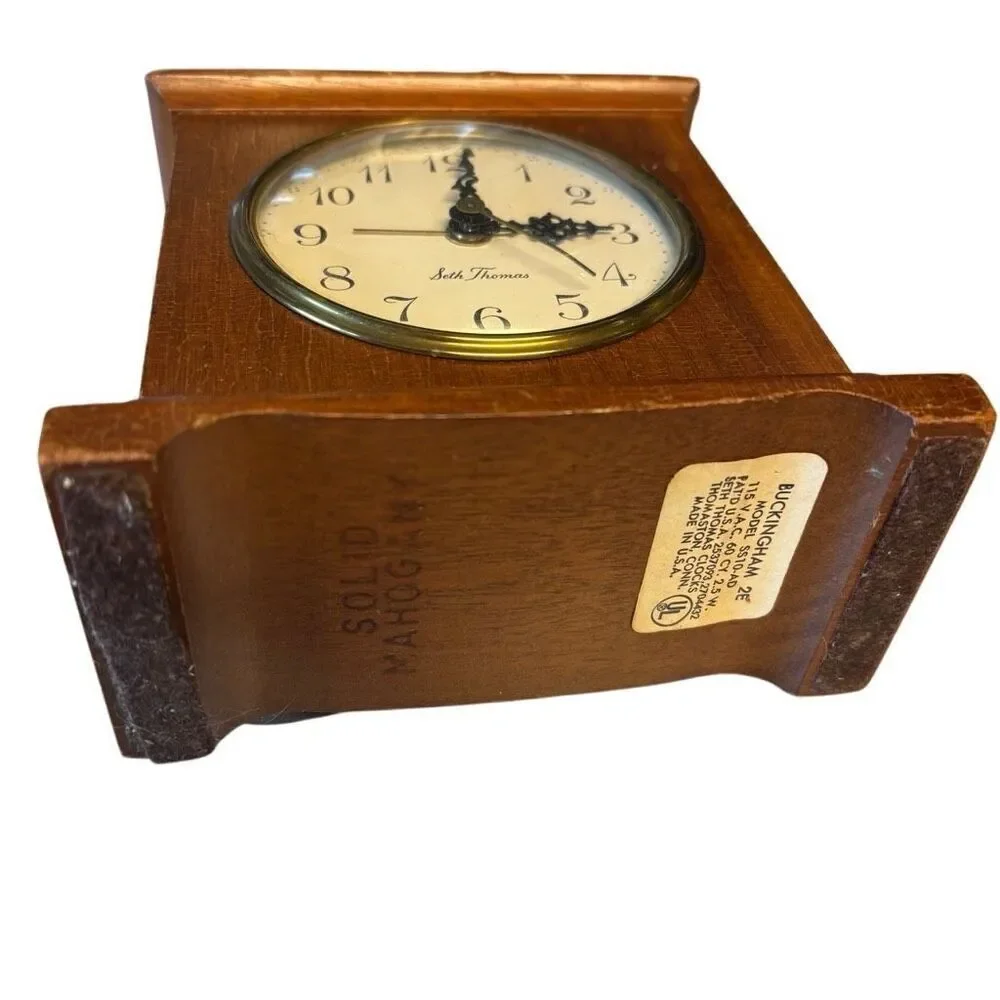 Seth Thomas Buckingham 2E Model SS10-AD Solid Mahogany Mantle Clock *Works*